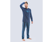 GINA pánské pyžamo dlouhé pánské, šité, s potiskem Pyžama 2021 79121P  - lékořice petrolejová M - lékořice petrolejová