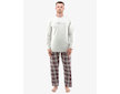 GINA pánské pyžamo dlouhé pánské, šité, s potiskem Pyžama 2022 79133P  - sv. šedá hypermangan L - sv. šedá hypermangan