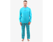 GINA pánské pyžamo dlouhé pánské, šité, s potiskem Pyžama 2022 79135P  - tyrkysová tm. šedá L - tyrkysová tm. šedá