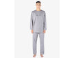 GINA pánské pyžamo dlouhé pánské, šité, s potiskem Pyžama 2023 79151P  - šedá tm. šedá L - šedá tm. šedá