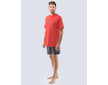 GINA pánské pyžamo krátké pánské, šité, s potiskem Pyžama 2021 79116P  - červená tm. šedá L - červená tm. šedá
