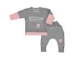 Kojenecké bavlněné tepláčky a tričko Koala BE BRAVE šedo-růžové - Růžová