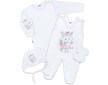 Soupravička 4-dílná New Baby Kočička bílo-růžová - Bílá