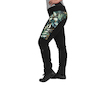 Unuo, Dámské softshellové kalhoty s fleecem pružné Action, Černá, Listy a větvičky Velikost: XXL