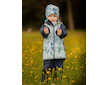 Unuo, Dětská softshellová bunda s fleecem Basic, Tm. Modročerná, Ptáčci s kosatci Velikost: 80/86
