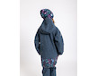 Unuo, Dětská softshellová bunda s fleecem Basic, Žíhaná Tm. Modrá, Lístečky Velikost: 110/116