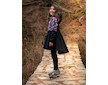 Unuo, Dívčí softshellový kabát s fleecem Romantico, Černá, Kouzelné květiny Velikost: 128/134