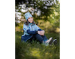 Unuo, Dívčí softshellový kabát s fleecem Romantico, Tm. Modročerná, Ptáčci s kosatci Velikost: 146/152