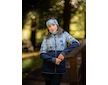 Unuo, Dívčí softshellový kabát s fleecem Street, Tm. Modročerná, Ptáčci s kosatci Velikost: 152/158