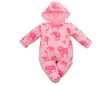 Zateplená kojenecká kombinéza s kapucí Baby Service Sloni růžová - Růžová