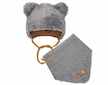 Zimní kojenecká čepička s šátkem na krk New Baby Teddy bear šedá - šedá