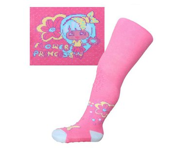 Bavlněné punčocháčky New Baby 3xABS růžové flower princess