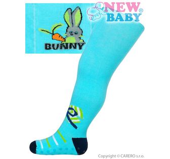 Bavlněné punčocháčky New Baby s ABS tyrkysové bunny s mašlí