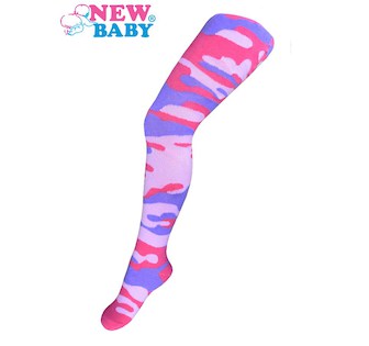Bavlněné punčocháčky New Baby s maskáčovým vzorem růžovo-fialové