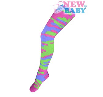 Bavlněné punčocháčky New Baby s maskáčovým vzorem zeleno-růžové