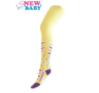 Bavlněné punčocháčky New Baby žluté s pruhy a kytičkou