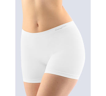 GINA dámské boxerky delší nohavička, kratší nohavička, bezešvé, klasické, jednobarevné Bamboo PureLine 03013P  - bílá  S/M