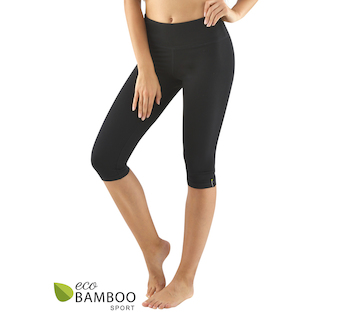 GINA dámské capri legíny sportovní, šité, klasické, jednobarevné ECO Bamboo Sport 95036P - černá M/L