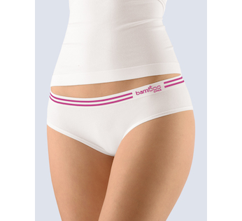 GINA dámské kalhotky francouzské, bezešvé, bokové Bamboo Cotton 04021P  - bílá višňová L/XL
