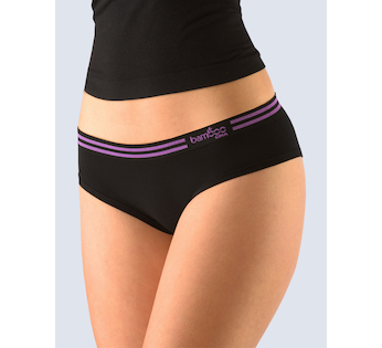 GINA dámské kalhotky francouzské, bezešvé, bokové Bamboo 04021P - černá violet M/L