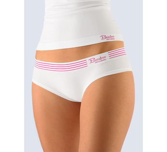 GINA dámské kalhotky francouzské, bezešvé, bokové Bamboo Natural 04024P - bílá purpurová L/XL
