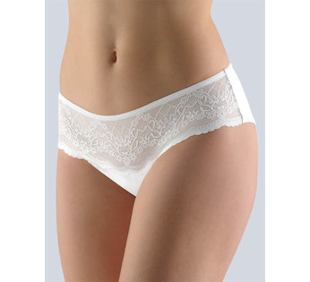 GINA dámské kalhotky francouzské, šité, bokové, s krajkou, jednobarevné Delicate 14127P - bílá 34/36