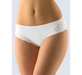 GINA dámské kalhotky francouzské, šité, bokové, s krajkou, jednobarevné La Femme 2 14139P  - bílá  34/36