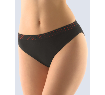 GINA dámské kalhotky klasické s úzkým bokem, úzký bok, bezešvé Bamboo Dots 00033P - černá červená S/M