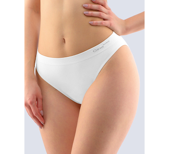 GINA dámské kalhotky klasické s úzkým bokem, úzký bok, bezešvé, jednobarevné Bamboo PureLine 00018P - bílá S/M