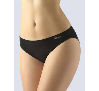 GINA dámské kalhotky klasické s úzkým bokem, úzký bok, bezešvé, jednobarevné Bamboo Soft 00046P - černá L/XL