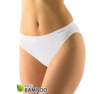 GINA dámské kalhotky klasické s úzkým bokem, úzký bok, bezešvé, jednobarevné Eco Bamboo 00037P  - bílá  L/XL