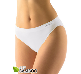 GINA dámské kalhotky klasické s úzkým bokem, úzký bok, bezešvé, jednobarevné Eco Bamboo 00037P - bílá M/L