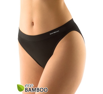 GINA dámské kalhotky klasické s úzkým bokem, úzký bok, bezešvé, jednobarevné Eco Bamboo 00037P  - černá  M/L