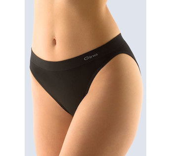 GINA dámské kalhotky klasické s úzkým bokem, úzký bok, bezešvé, jednobarevné MicroBavlna 00005P  - černá  L/XL