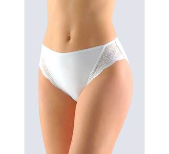 GINA dámské kalhotky klasické s úzkým bokem, úzký bok, šité, s krajkou, jednobarevné Delicate 10216P  - bílá  38/40