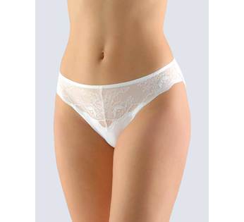 GINA dámské kalhotky klasické s úzkým bokem, úzký bok, šité, s krajkou, jednobarevné Sensuality 10220P  - bílá  42/44