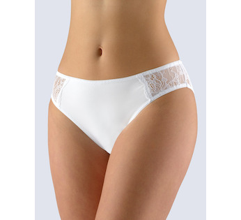 GINA dámské kalhotky klasické s úzkým bokem, úzký bok, šité, s krajkou La Femme 2 10202P  - bílá  38/40