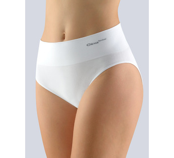 GINA dámské kalhotky klasické se širokým bokem, širší bok, bezešvé, jednobarevné Bamboo PureLine 00035P - bílá L/XL