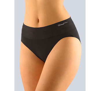 GINA dámské kalhotky klasické se širokým bokem, širší bok, bezešvé, jednobarevné Bamboo PureLine 00035P - černá L/XL