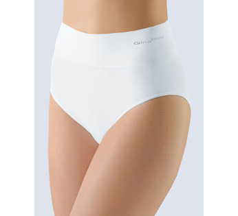 GINA dámské kalhotky klasické s vysokým pasem, širší bok, bezešvé, jednobarevné Bamboo PureLine 00036P - bílá XL/XXL