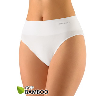 GINA dámské kalhotky klasické se širokým bokem, širší bok, bezešvé, jednobarevné Eco Bamboo 00039P  - bílá  S/M
