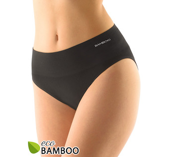 GINA dámské kalhotky klasické se širokým bokem, širší bok, bezešvé, jednobarevné Eco Bamboo 00039P - černá L/XL