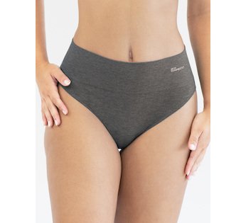 GINA dámské kalhotky klasické se širokým bokem, širší bok, bezešvé, jednobarevné Eco Bamboo 00039P  - šedá bílá M/L