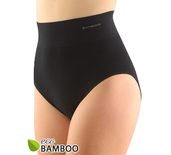GINA dámské kalhotky klasické s vysokým pasem, širší bok, bezešvé, jednobarevné Eco Bamboo 00040P - černá L/XL