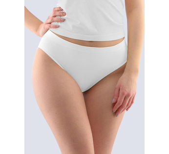 GINA dámské kalhotky klasické, širší bok, bezešvé, jednobarevné Bamboo Cotton 00051P - bílá L/XL
