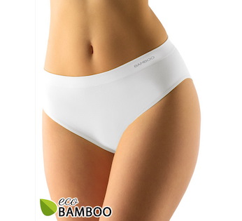 GINA dámské kalhotky klasické, širší bok, bezešvé, jednobarevné Eco Bamboo 00038P  - bílá  S/M