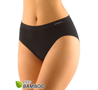 GINA dámské kalhotky klasické, širší bok, bezešvé, jednobarevné Eco Bamboo 00038P  - černá  L/XL