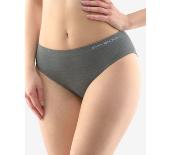 GINA dámské kalhotky klasické, širší bok, bezešvé, jednobarevné Eco Bamboo 00038P - šedá bílá L/XL