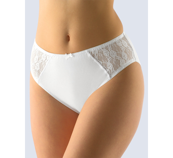 GINA dámské kalhotky klasické, širší bok, šité, s krajkou, jednobarevné  10152P  - bílá  38/40