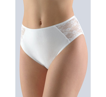GINA dámské kalhotky klasické, širší bok, šité, s krajkou, jednobarevné  10154P  - bílá  50/52